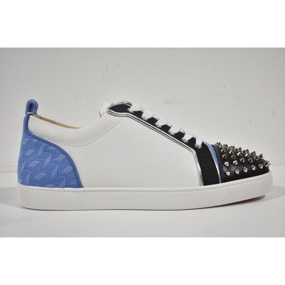 Christian Louboutin Louis Junior Spikes Orlato Flat White Low Top Sneaker 48 15 - Picture 2 of 12